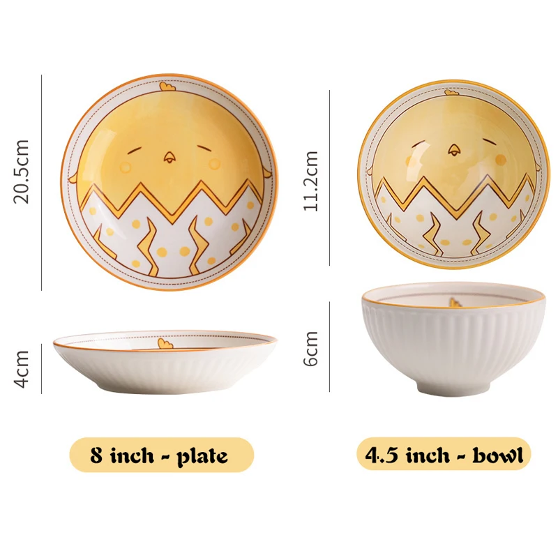 4.5Inch Ceramic Bowl Cartoon Animal Ramen Bowl Personality Creativity Soup Bowl 8Inch Lovely Salad Plate Fruit Plate