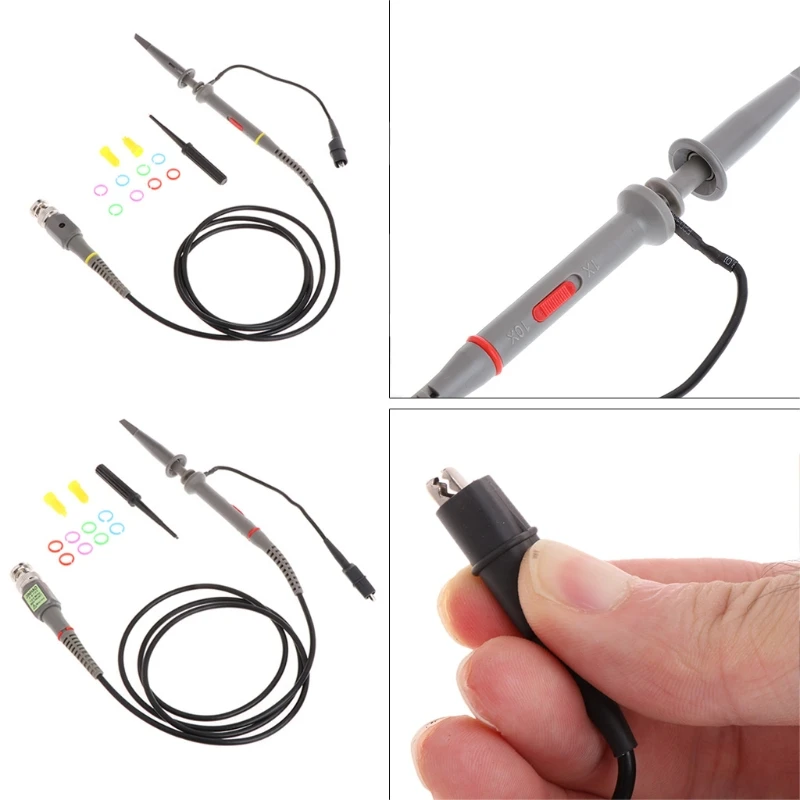 1X 10X P6100 100MHz High Precision Oscilloscope Probe Alligator Test Clip with Adjustable Attenuation Rate