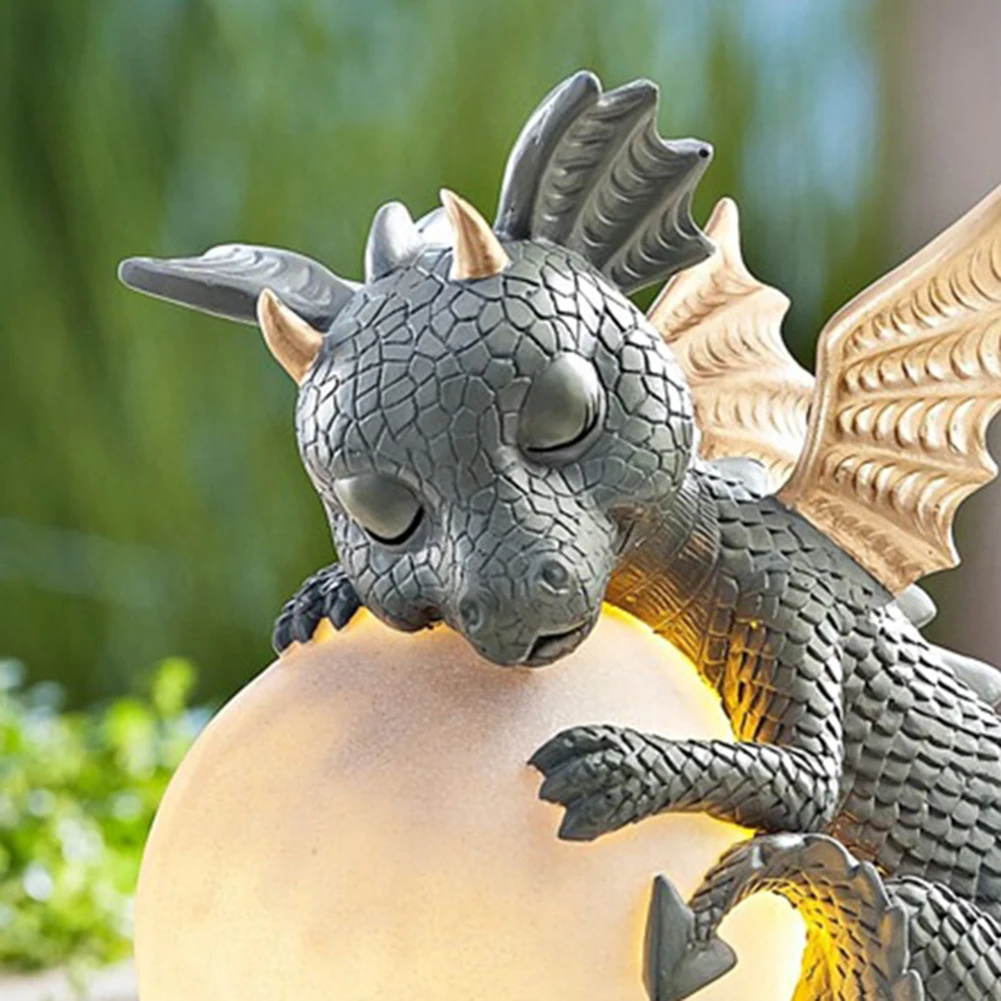 3D Small Dinosaur Shape Sleep Sculpture Resin Table Lamps Decor Night Lights Dragon Model Garden Outdoor Courtyard Decoration