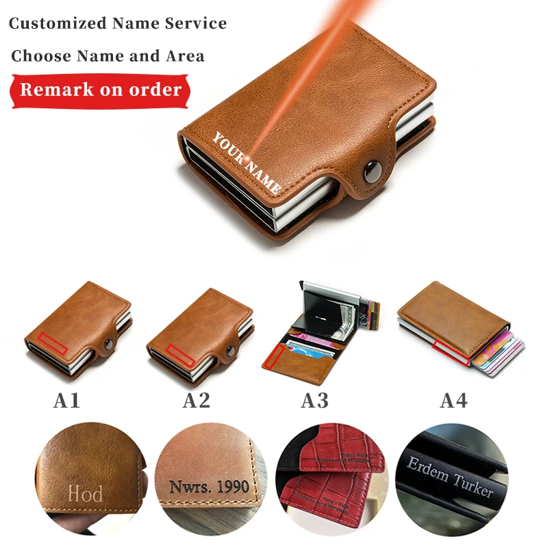 Carbon Fiber Credit Card Holder Men's Double Card Holder Protective Case Name Engraved Wallet Metal Business Simple Wallet