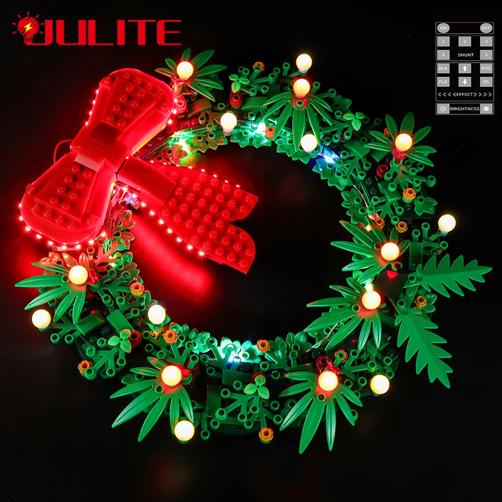 LED Light Set 40426 Christmas Wreath 2-in-1 Winter Christmas Dress Up Gift DIY toy set (Not Included Building Blocks)