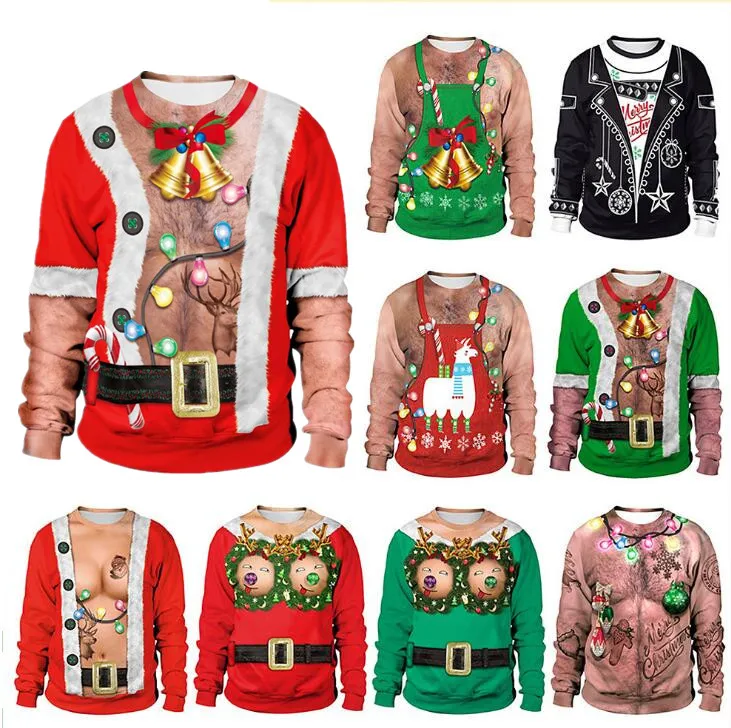 New listing Christmas Sweaters Stylish Unisex Men Women Santa Claus Ugly Christmas Sweater Novelty Sexy Retro  crew-neck hoodie