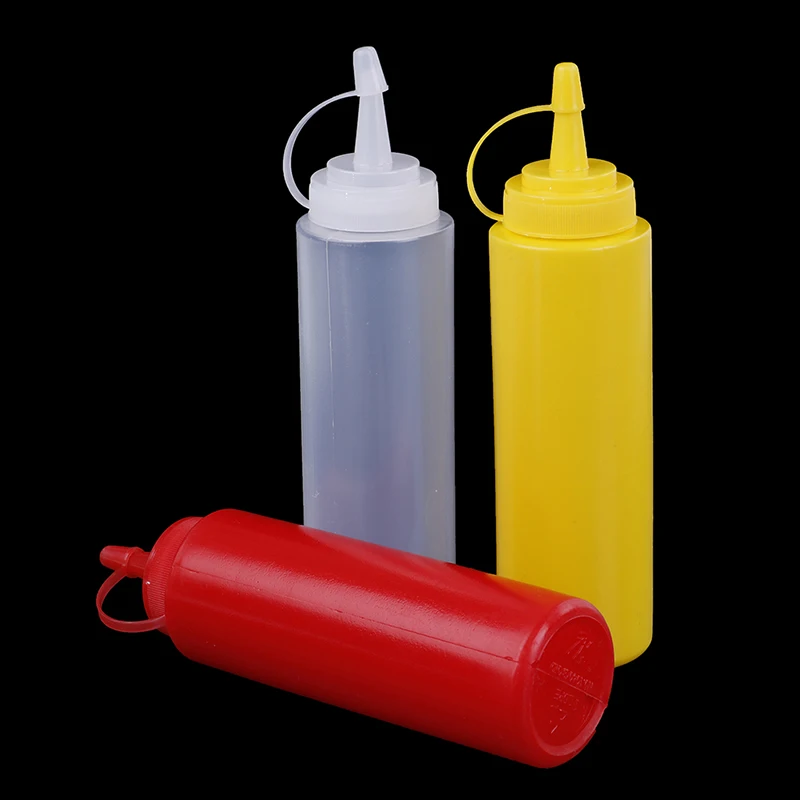 Plastic Condiment  Squeeze Bottle Dispenser 8oz for Sauce Vinegar Oil Ketchup Mayo Mustard Cookling tools Kitchen Accessories