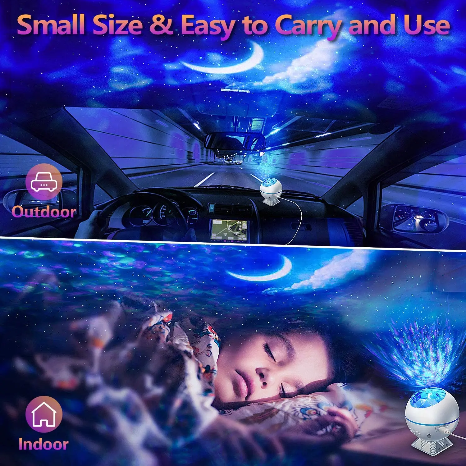 Projecteur galaxie vagues de l\'océan 3 en 1, veilleuse, étoile avec commande vocale à distance, nuage de nébuleuse, cadeau pour enfant et adulte