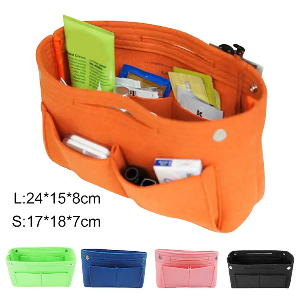 

1PC Felt Fabric Cosmetic Bag Travel Multifunction Handbag Cosmetic Organizer Purse Insert Bag Felt Fabric Storage Pouch Ca