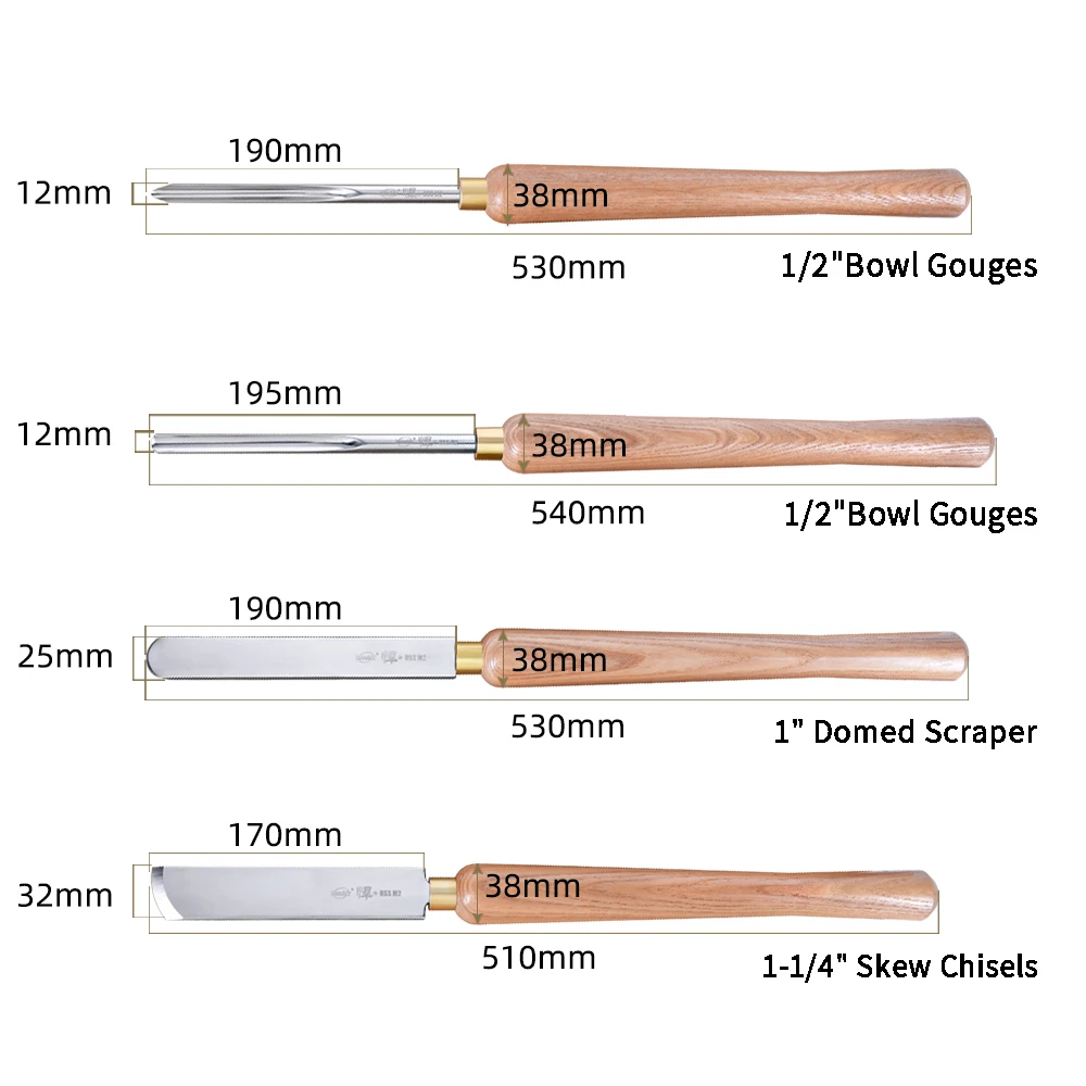 Wood Turning Tools High-speed Steel Cutter for WoodWorking Lathe Machine Bowl Gouges Spindle Gouges Domed Scraper Skew Chisels