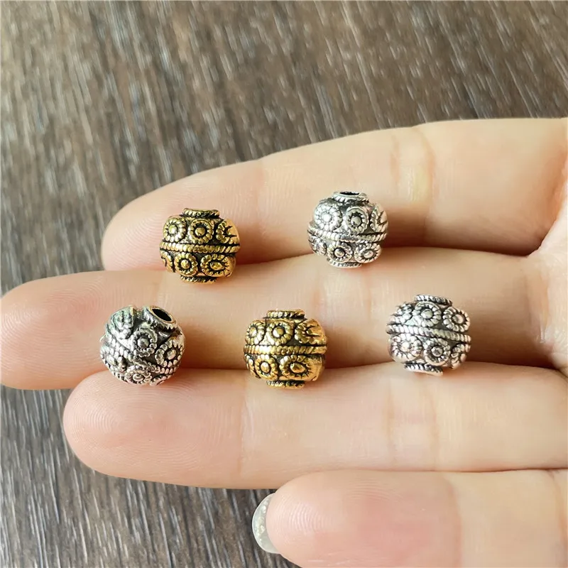 JunKang 10mm Large Hole Carved Pattern Metal Beads Jewelry Making  DIY Handmade Bracelet Necklace Accessories Connection