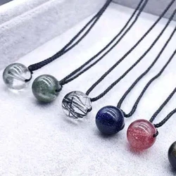 Natural Crystal Luck Bead Pendant Rose Quartz Amethyst Obsidian Necklace Reiki Healing Amulet  Fashion Clavicle Chain Jewelry