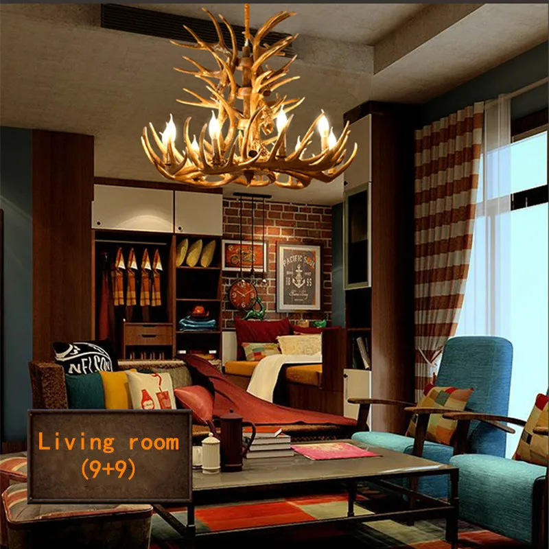 Retro Resin Antler Pendant chandelier Living room Restaurant Bar  4/6/9 Arms Brown White E14 Deer Horn lights house decoration