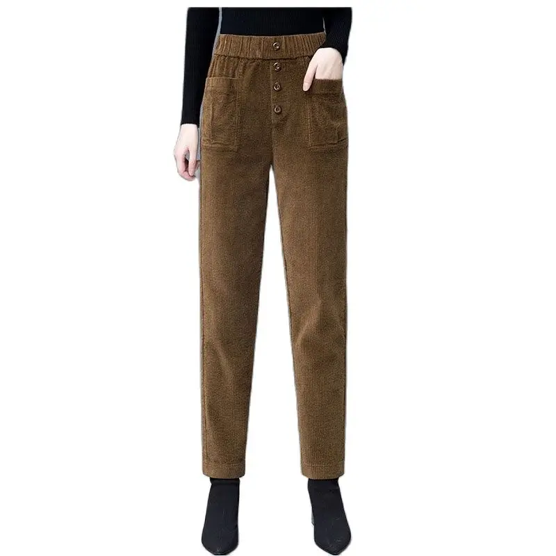 

The New Autumn And Winter Wick Velvet Women's Trousers Add Elvet Thicken Small Foot Tight Waist Velvet Female Harlan Trousers