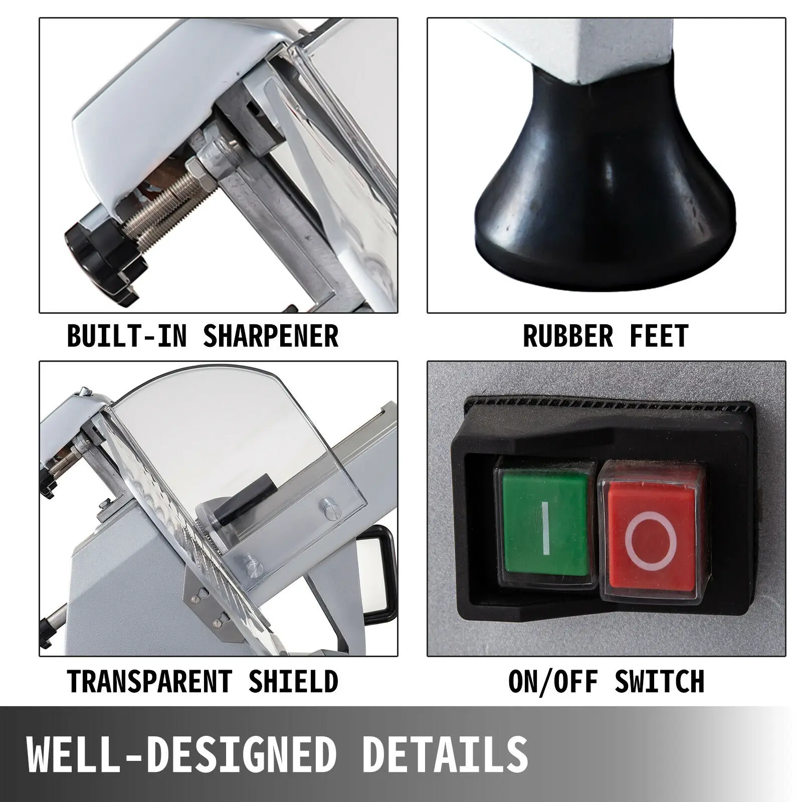 VEVOR-Trancheuse à viande électrique avec lame de 12 pouces, hachoir de cuisine, coupe-légumes pour boeuf, dinde, appareil ménager, commercial