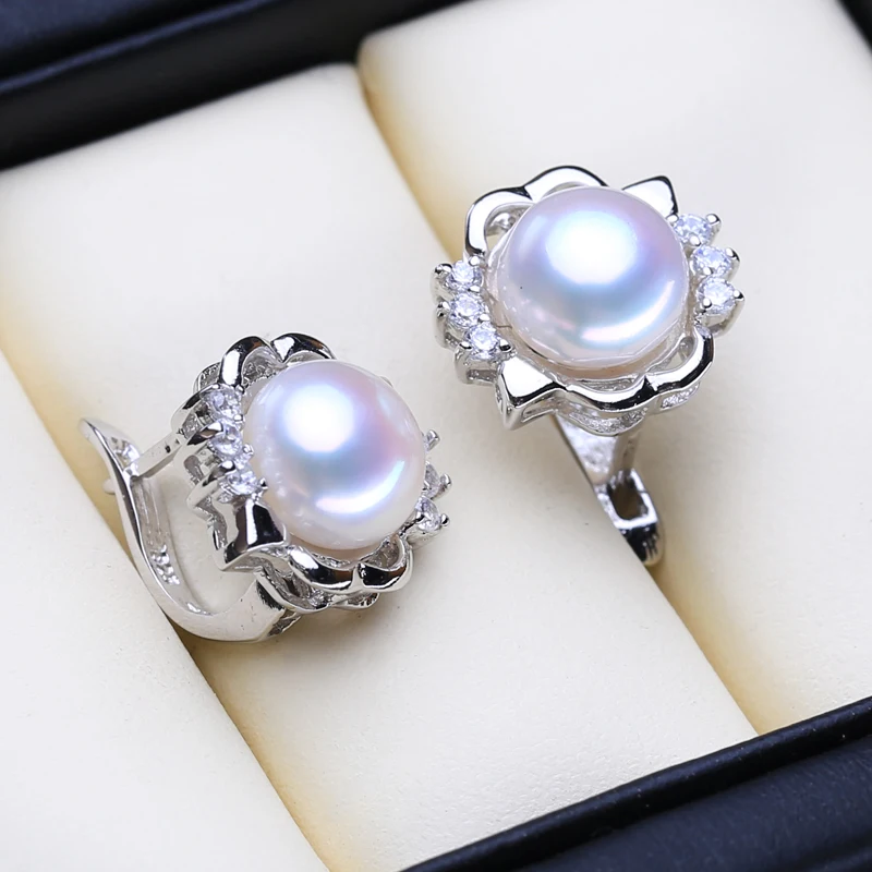 FENASY 925 Sterling Silver Natural Freshwater Pearl Earrings Bohemian Clip Earrings For Women Nice Party Wedding Jewelry