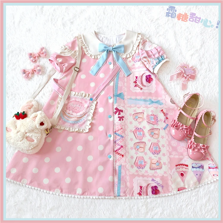 Robe de princesse lolita pour filles, tenue vintage en dentelle, avec nœud papillon, imprimé victorien, douce, kawaii, op loli cos