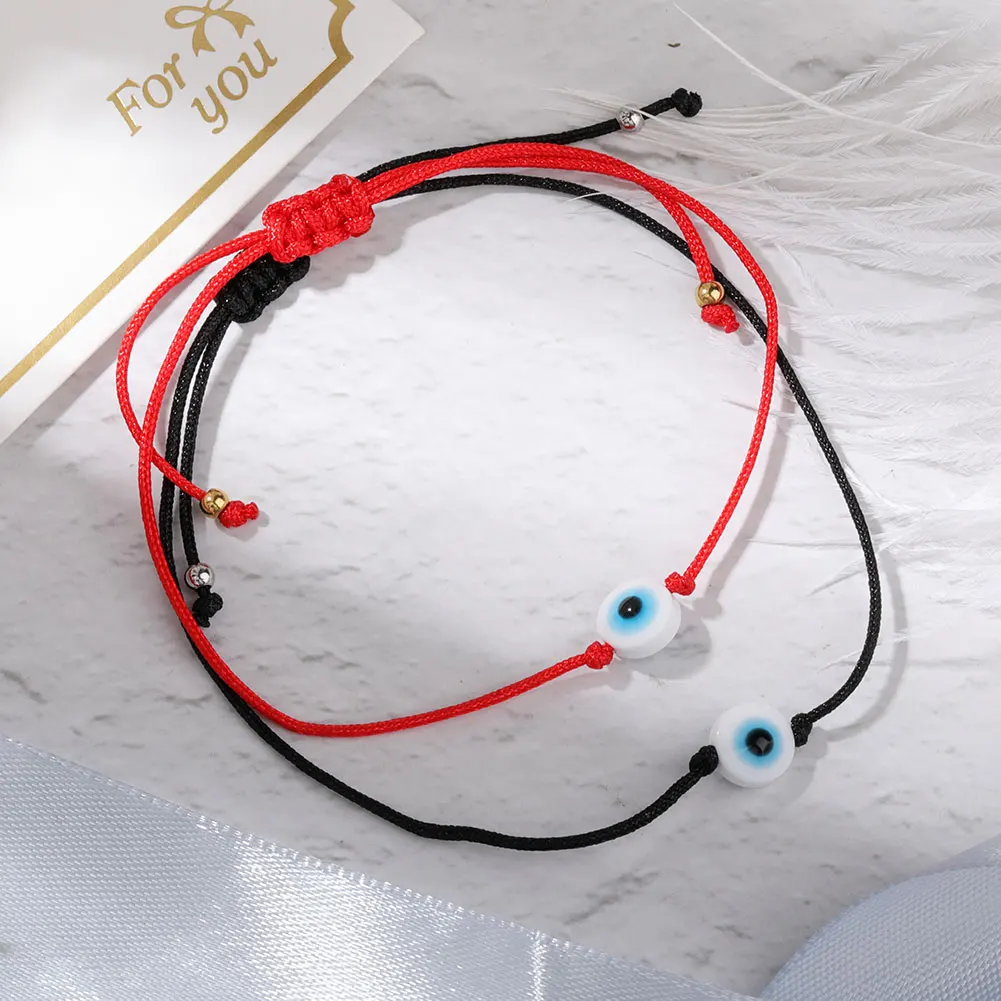 2 pz/lotto turco Blue Eye Bead bracciale donna uomo regolabile Lucky Red Rope String amicizia bracciali protezione gioielli regalo