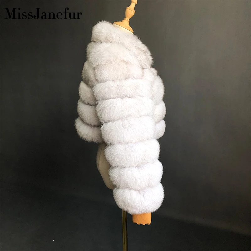 MISSJANEFUR-abrigo corto de piel auténtica para mujer, abrigos de piel de zorro Natural, mangas completas personalizadas, ropa cálida de invierno, venta al por mayor, 2022