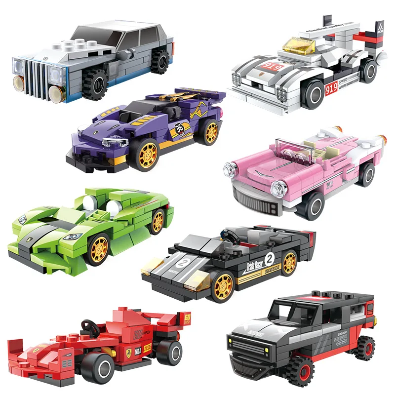 

Boy gift birthday gift building blocks famous car series EVO supercar F1 racing children toy car building blocks