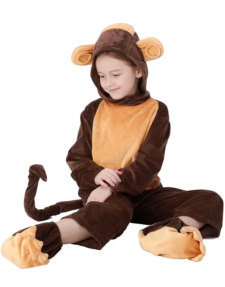 

Boy Girl Animal Onesie Monkey Pajamas Child Kid Halloween Purim Book Week Monkey Cosplay Outfit Sleep Wear Fancy Dress