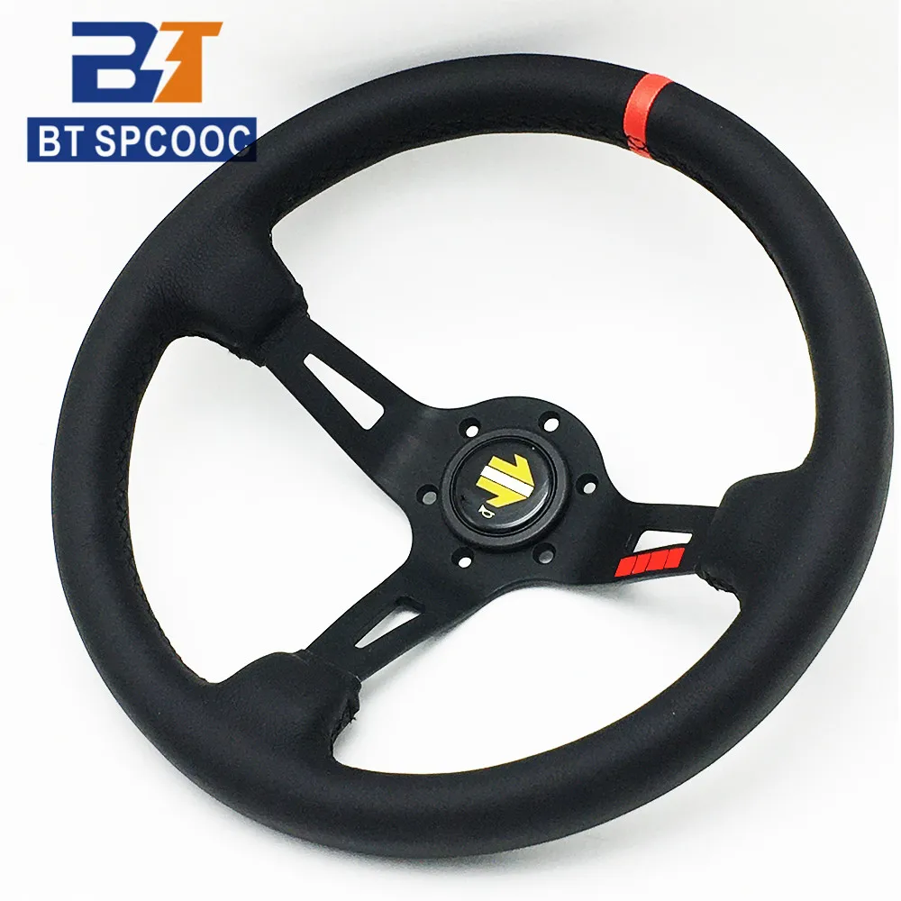 M* Leather Sports Steering Wheel 13 Inch/335MM Gaming Steering Wheel Universal Sim Racing With Horn Button