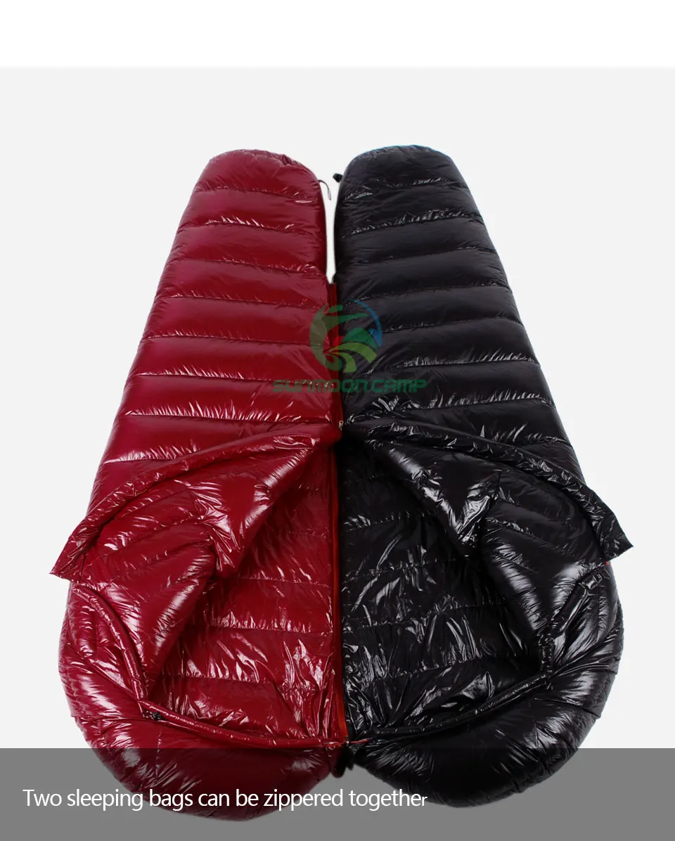 Winterwarmer, isolierter, 95 % weißer Gänsedaunenschlafsack für Erwachsene mit Kompressionssack 850FP für Rucksackreisen, Camping, Wandern – Detail 10