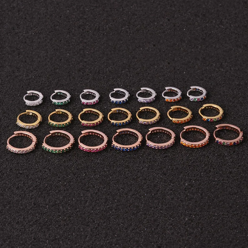1Pc Gold Color Multicolor Cz Hoop Cartilage Huggie Earring Piercing  Helix Tragus Rook  Daith Snug Conch Ear Piercing Jewelry