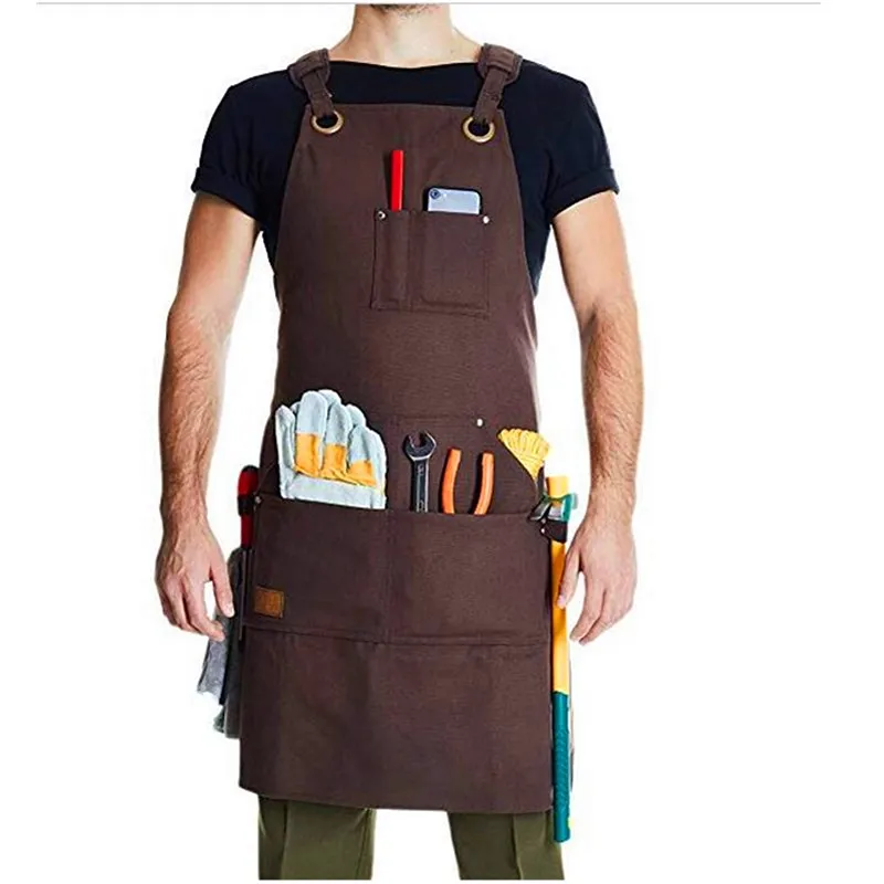 

Water Resistant Waxed Canvas Tool Apron Top Quality Fashion Heavy Duty Work Apron Catering Painter Gardener Barber Wear Uniform