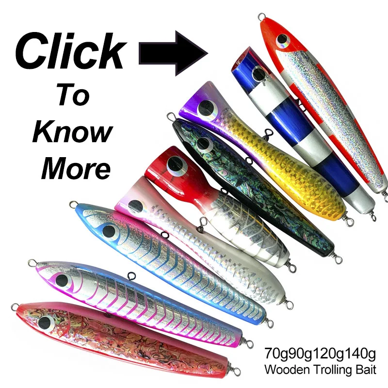 Esca In Legno Fatta A Mano 120g – Topwater Popper GT Per Pesca Al Tonno E Big Game – Lunghezza 19 Cm