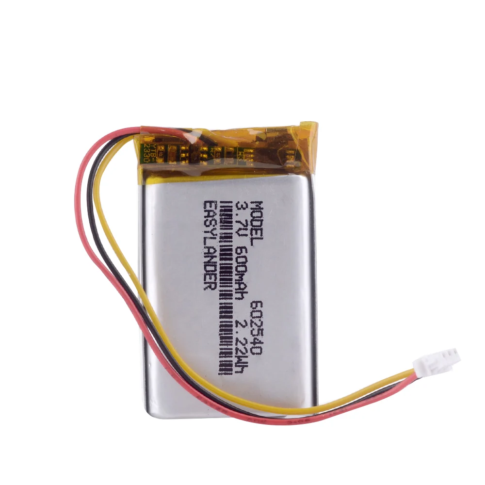 3 buah/lot 3.7V 600mAh 602540 baterai polimer Lithium Li-ion isi ulang 622540