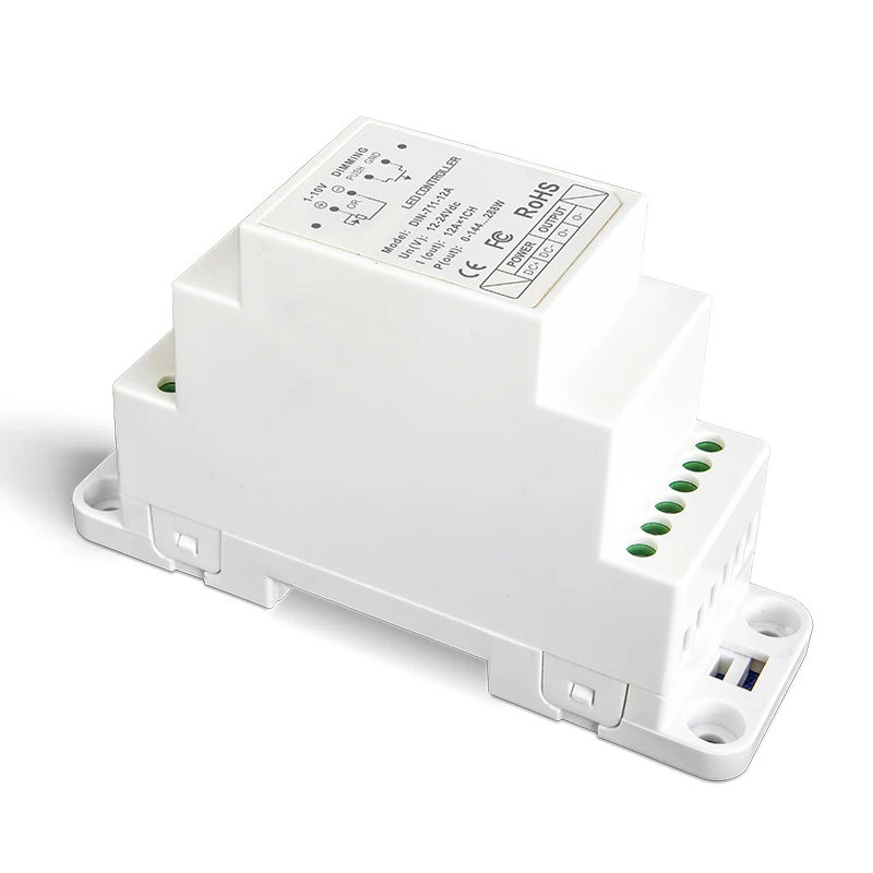 

LTECH New 0-10V LED Dimming Driver;DC12V-24V Input;12A*1CH Output DIN Rail PWM Push Constant Voltage Drive DIN-711-12A