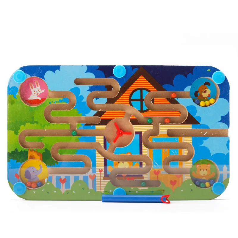 Jouet labyrinthe magnétique pour enfants, jeu éducatif précoce, casse-tête, dessin animé, Animal, en bois, planche Puzzle M38