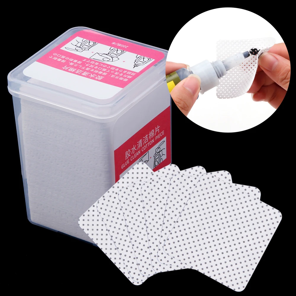 200/400Pcs Lint-Free Napkins Eyelash Glue Remover Wipe Clean Cotton Nail Polish Remover Manicure Napkins Cleaner Cosmetic Pad