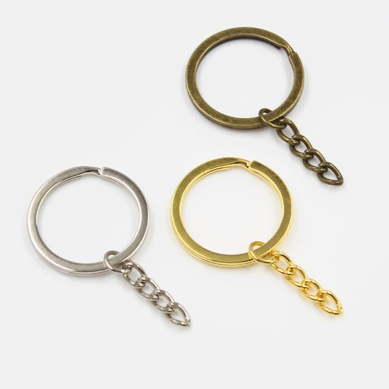 

10pcs Key Chains With Split Ring Bronze Rhodium Gold Color 30mm Long Round Split Keyrings Keychain DIY Jewelry Making Wholesale