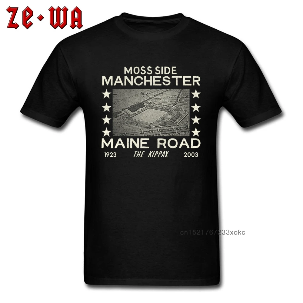 Mens T-Shirt Personalized Tee-Shirts Men Tops T Shirt Maine Road Footballer Ground Summer Autumn Cotton Fabric Clothes Black