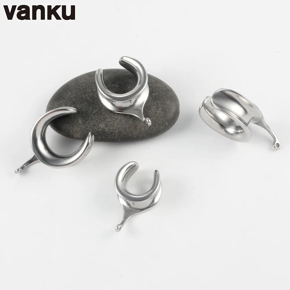 Vanku 2PCS 316L Stainless Steel DIY Ear Weights Ear Saddle Piercing Flesh Tunnels Hooks Body Jewelry Ear Hanger Gift For Unisex