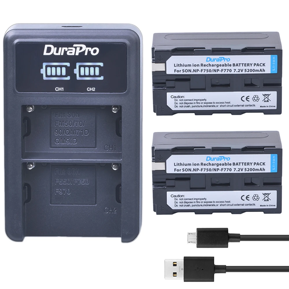 

2pc 5200mAH NP-F750 NP-F770 Li-ion Battery+USB Charger for Sony NP F970 F960 ccd-tr917 ccd-tr940 ccd-trv101 ccd-trv215 ccd-trv25