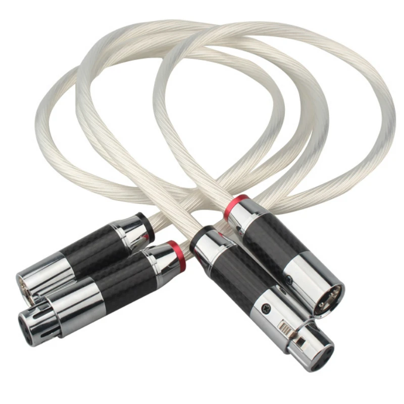 

HIFI Silver Plated XLR Balance Cable Carbon Fibre XLR Plug Audio Line for CD DVD Amplifier