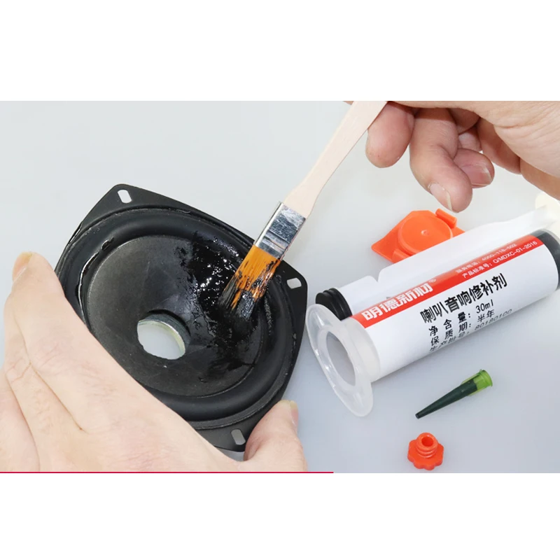ลำโพงเสียง repair กาวโฟมกระดาษถาดยางขอบผ้าอิเล็กทรอนิกส์สีดำซีลซ่อมแซมกาว 30ml