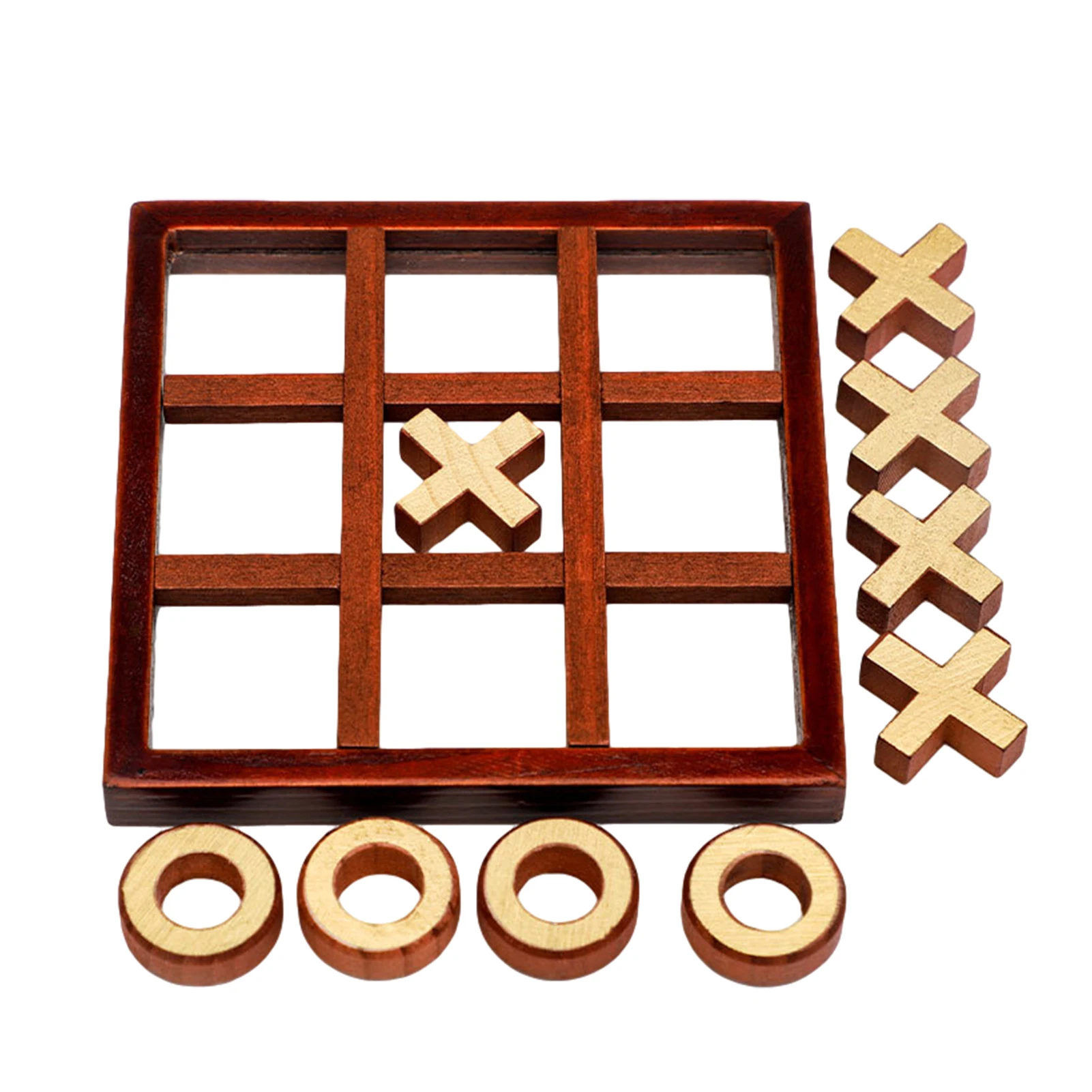 XO Wood Board Game Toy Leisure Parent-Child Interaction Game Noughts And Crosses Game Wooden Board Puzzle Game Educational Toys