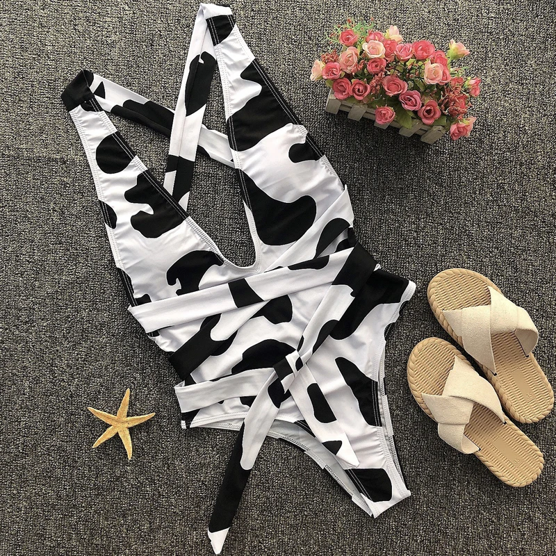 

High Waisted Swimsuit 2022 New Women's Sexy Bikini Suit Push Up Cow Print Swimsuit Beach Bikini Two Piece Set Summer Sexy