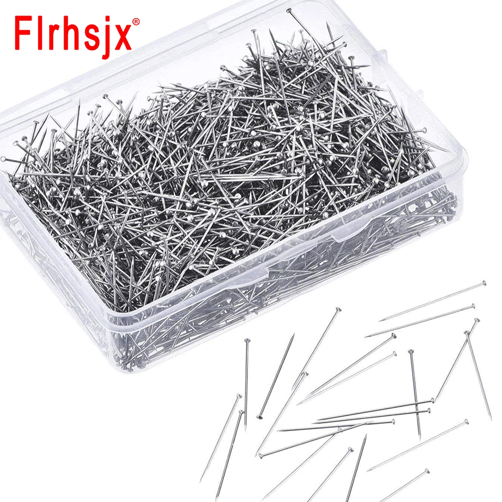 300Pcs 35mm Head Pins Stainless Steel Sewing Pins Fine Satin Head Pins Straight Quilting Pins for Jewelry Making Sewing Supplies