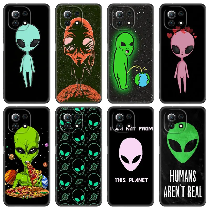 Cute Cartoon alien Phone Case For Xiaomi Mi POCO X3 NFC F3 GT M3 10T 11T 11X Pro 11i A2 11 Lite NE 5G CiVi Soft TPU Black Cover