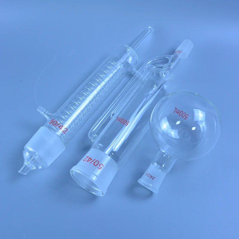 150ml/250ml/500ml Lab Glass Soxhlet Extractor condenser and extractor body with coiled Lab Glassware Kit