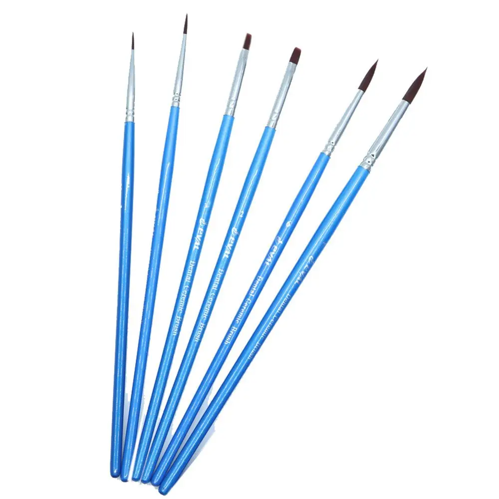 6pcs/set High quality mix  Dental lab nylon brush porcelain pen on porcelain crown work Glazing pen