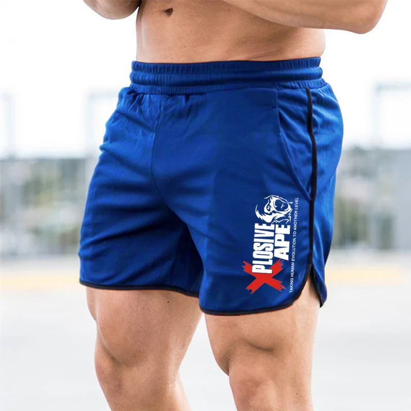 New Men Fitness Bodybuilding Shorts Man Summer Workout Male Breathable Mesh Quick Dry Sportswear Jogger Beach Short Pants