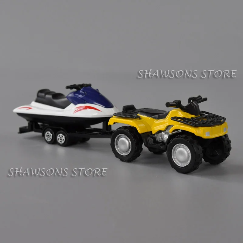 1:36 Diecast Metal Quad ATV With Jet-Ski Trailer Model Toys Miniature Replica