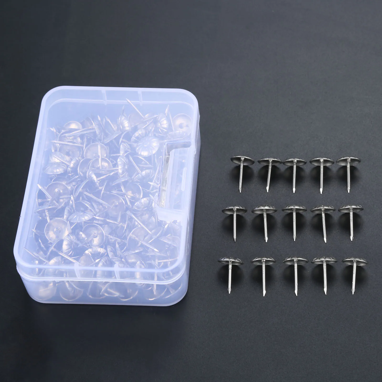 DRELD-실내 장식 네일 보석 나무 상자, 11x17mm, 가구 압정 스터드 압정 문 네일 실내 장식 핀 공예 + 보관 상자, 300 개