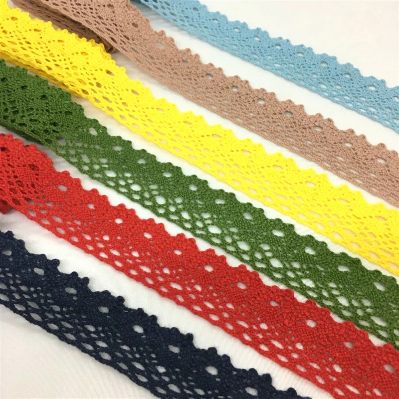 32items 2Yards 1-6cm Crocheted Cotton Lace Trims for Handmade DIY Sewing Garments Accessories Craft Deco Gift Floral Packing