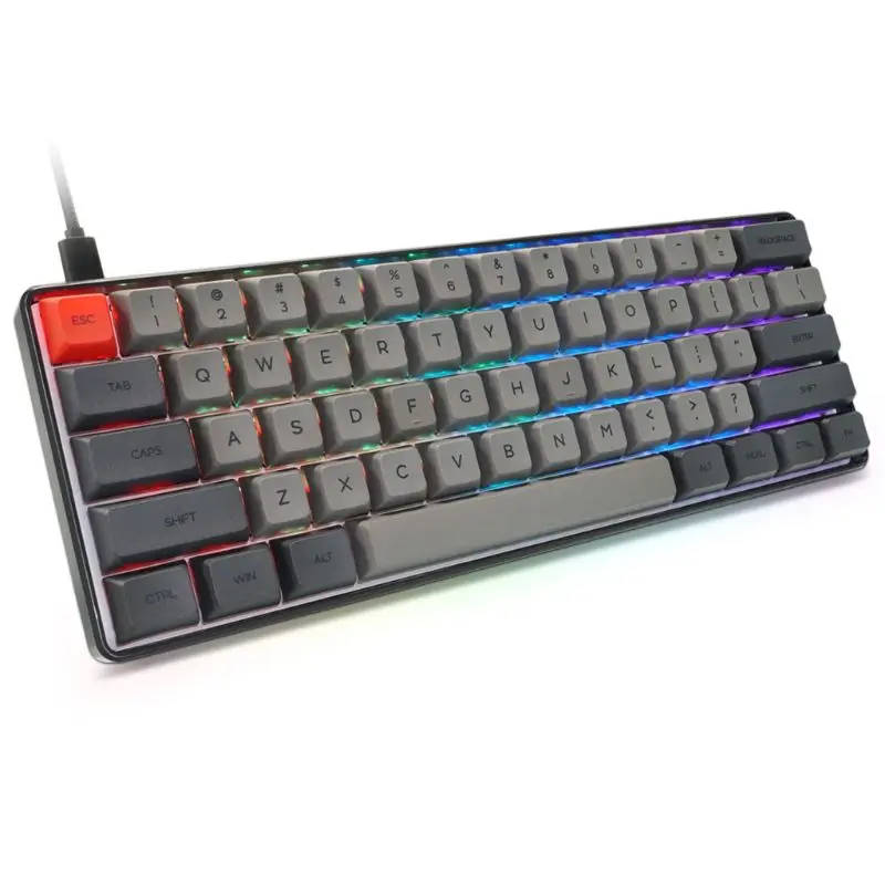 Imagem -04 - Teclado Mecânico com Fio e Iluminação de Led Rgb Mini Teclado Portátil Compacto e à Prova Dágua 61 Pbt com Teclas Gateron Alternância