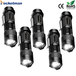 5 PCS Mini torcia a Led più luminosa torce tattiche potente torcia a LED torcia zoomabile alimentata da batterie AA o 14500