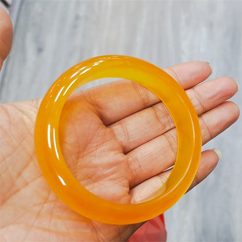 Hot Selling Natural Hand-carved Jade Yellow Bangle 56-58mm Fashion Jewelry Bracelet Accessories Men Women Luck Gifts1