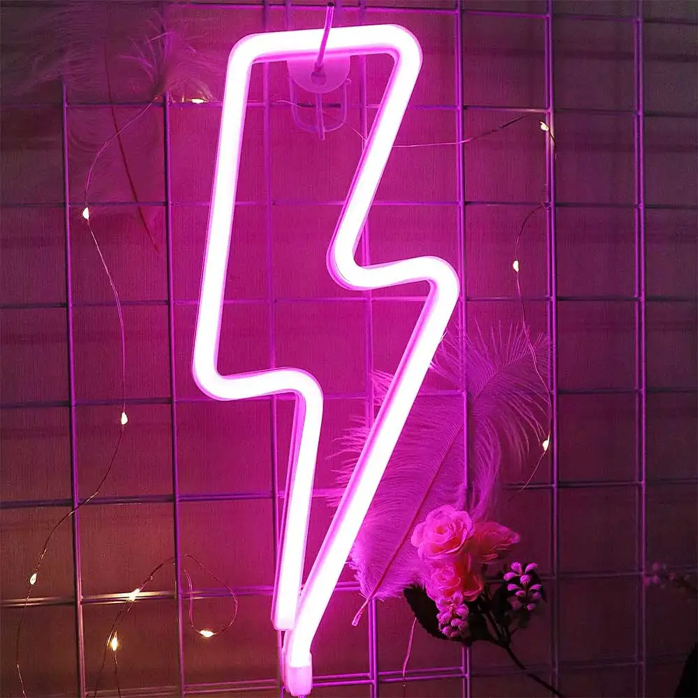 LED Neon Sign for Wall Decor Led Lightning Shaped Neon Lights for Bedroom,Kids Room,Wedding,Party,Bar,Christmas